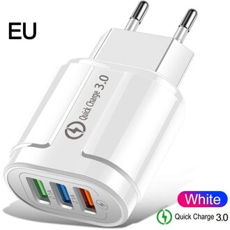 Qc 3.0 Usb Charger Quick Charge 3.0 Eu/Us Snelle Charge Multi Plug Wall Charger Adapter Voor Iphone Xr 11 Pro Samsung Xiaomi Mi 9 EU wit