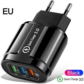 Qc 3.0 Usb Charger Quick Charge 3.0 Eu/Us Snelle Charge Multi Plug Wall Charger Adapter Voor Iphone Xr 11 Pro Samsung Xiaomi Mi 9 EU zwart