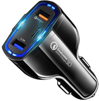 QC3.0 Autolader Plug Universele Voor Type-C Voor Ipad Of Mobiele Telefoon Lading Mini Draagbare Auto Oplader Mobiele telefoon Oplader 35W zwart