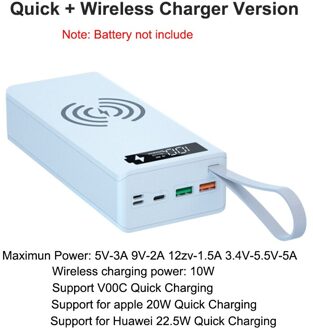 QC3.0 Draadloze Lading 16*18650 Batterij Diy Power Bank Case Dual Usb Mobiele Telefoon Lading 18650 Batterij Houder Opladen doos Quick draadloze wit