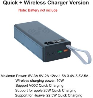 QC3.0 Draadloze Lading 16*18650 Batterij Diy Power Bank Case Dual Usb Mobiele Telefoon Lading 18650 Batterij Houder Opladen doos Quick draadloze zwart