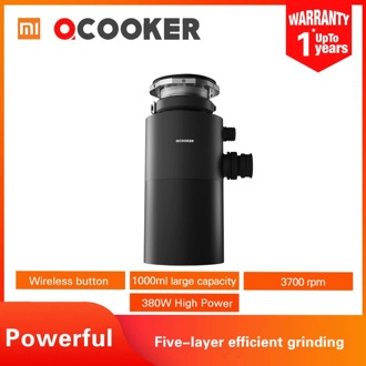 QCOOKER Food Waste Disposers XIAOMI kitchen sink disposal chopper appliance food crusher home garbage shredder Five-level grind