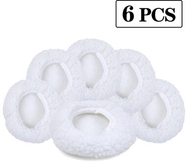Qeepei 5 Inch - 6 Inch Polijsten Motorkap Microfiber Polijstmachine Bonnet Orbital Buffer Polijstmachine Pads Buffing Motorkap 6Pcs Wit