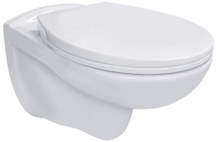 QeramiQ Basic Start Classico Wandclosetset - 54.5x35.5cm - diepspoel - rimless - softclose zitting - glans wit PRO218.01 Wit glans