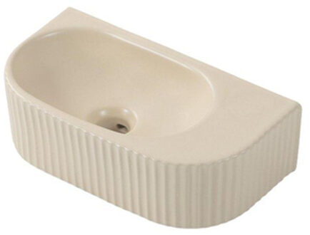 QeramiQ Blend Fontein - 40x22x12cm - Geribbeld - halfrond - zonder kraangat - Keramiek - Beige mat SW1210757
