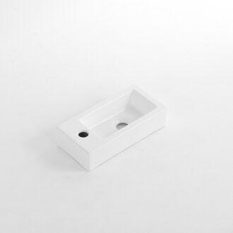 QeramiQ Dely Fontein - 38x18.5x9cm - keramiek - kraangat links - Mat wit E-8020L-MW Wit mat