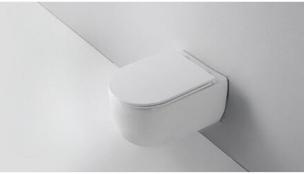 QeramiQ Dely Swirl Wandclosetset - 36.5x53.0cm - diepspoel - rimless - slim softclose zitting - mat wit SW1026257/SW1000766 Wit mat