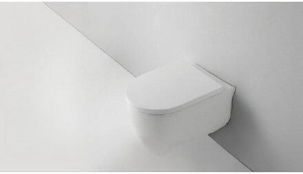 QeramiQ Dely Swirl Wandclosetset - 36.5x53.0cm - diepspoel - rimless - softclose zitting - 35mm - mat wit SW1000767/SW1026257 Wit mat