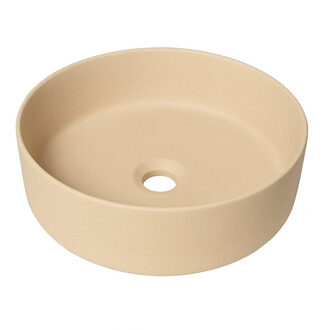 QeramiQ Dely waskom - 36x36x12cm - zonder overloop - rond - keramiek - mat beige SW1244989 Beige mat