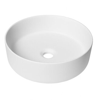 QeramiQ Dely waskom - 36x36x12cm - zonder overloop - rond - keramiek - mat wit SW1244987 Wit mat