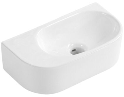 QeramiQ Pure Fontein - 40x22x12cm - Glad - halfrond - zonder kraangat - Keramiek - Wit Glans 8716 LGW(NF)