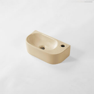 QeramiQ Pure Fontein - 40x22x12cm - Rechts - Glad - halfrond - 1 kraangat - Keramiek - Beige mat 8716RB