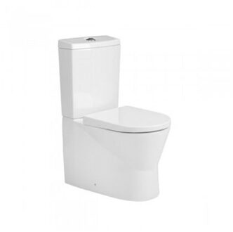 QeramiQ Urby staand toilet - 60.2x35.9x83.7cm - spoelrandloos - zitting - reservoir - wit 140051 + 140171LM + 24031 Wit glans
