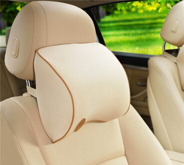 Qfhetjie 1 Stuks Auto Hoofdsteun Seat Hoofd Hals Rest Massage Memory Foam Kussen Nekbescherming Auto Interieur Levert Beige