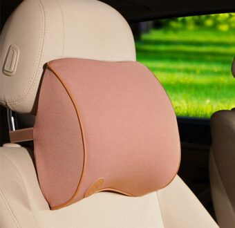 Qfhetjie 1 Stuks Auto Hoofdsteun Seat Hoofd Hals Rest Massage Memory Foam Kussen Nekbescherming Auto Interieur Levert bruin