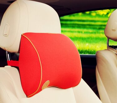 Qfhetjie 1 Stuks Auto Hoofdsteun Seat Hoofd Hals Rest Massage Memory Foam Kussen Nekbescherming Auto Interieur Levert rood