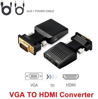 QGeeM VGA naar HDMI-adapterkabel met audio Full HD VGA naar HDMI-adapter met video-uitgang 1080P HD voor pc-laptop HDMI naar VGA Blauw
