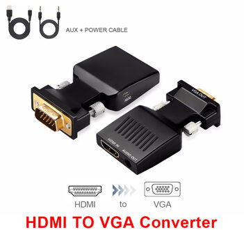 QGeeM VGA naar HDMI-adapterkabel met audio Full HD VGA naar HDMI-adapter met video-uitgang 1080P HD voor pc-laptop HDMI naar VGA WIT