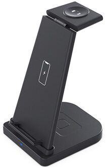 Qi 15W Snelle Lading 3 In 1 Draadloze Oplader Station Dock Stand Voor Iphone 11 Xs Xr X 8 horloge Se 6 5 4 3 Pro zwart
