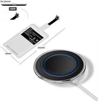 QI Draadloze Oplader Met Draadloos Opladen Ontvanger Voor iphone 6 6S 7 Samsung S6 Moblie Telefoon Inductie Lading Pad Dock Adapter For iphone Add zwart