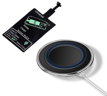 QI Draadloze Oplader Met Draadloos Opladen Ontvanger Voor iphone 6 6S 7 Samsung S6 Moblie Telefoon Inductie Lading Pad Dock Adapter For type A Add zwart