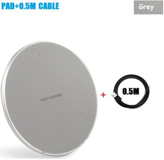 Qi Draadloze Oplader Pad Voor Iphone 11 Xs Max X Xr 8 Plus Snel Opladen Voor Samsung Note 9 Note 8 S10 Quick Inductie Oplader grijs Pad met kabel