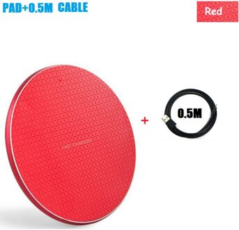 Qi Draadloze Oplader Pad Voor Iphone 11 Xs Max X Xr 8 Plus Snel Opladen Voor Samsung Note 9 Note 8 S10 Quick Inductie Oplader rood Pad met kabel