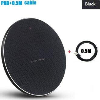 Qi Draadloze Oplader Pad Voor Iphone 11 Xs Max X Xr 8 Plus Snel Opladen Voor Samsung Note 9 Note 8 S10 Quick Inductie Oplader zwart Pad met kabel