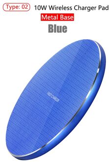 Qi Draadloze Oplader Voor Iphone 11 Pro Xs Max 8 Draadloze Snelle Opladen Pad Voor Samsung S20 S10 S9 Note 10 Plus Draadloze Opladers Metal stijl blauw