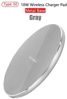Qi Draadloze Oplader Voor Iphone 11 Pro Xs Max 8 Draadloze Snelle Opladen Pad Voor Samsung S20 S10 S9 Note 10 Plus Draadloze Opladers Metal stijl grijs