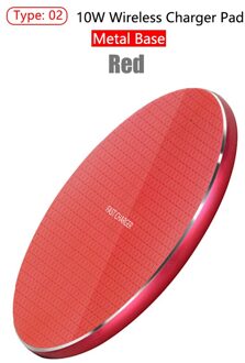 Qi Draadloze Oplader Voor Iphone 11 Pro Xs Max 8 Draadloze Snelle Opladen Pad Voor Samsung S20 S10 S9 Note 10 Plus Draadloze Opladers Metal stijl rood