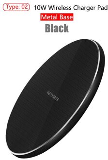 Qi Draadloze Oplader Voor Iphone 11 Pro Xs Max 8 Draadloze Snelle Opladen Pad Voor Samsung S20 S10 S9 Note 10 Plus Draadloze Opladers Metal stijl zwart