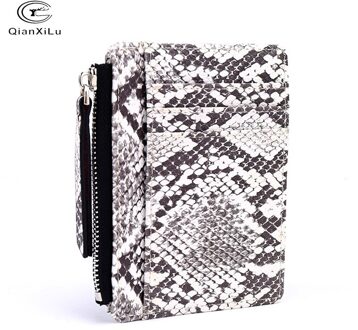 Qianxilu Slanke Vrouwen Portemonnee Korte Zak Kleine Pu Leer Creditcardhouders Dunne Rits Portefeuilles Broekzak Mode Clutch Bag wit