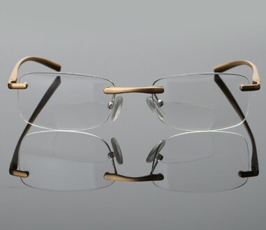 QIFENG Bifocale Leesbril Mannen Vrouwen Randloze Verziend Brillen Mannelijke Vrouwelijke Brillen + 1.0 + 1.5 + 2.0 + 2.5 + 3.0 + 3.5 + 4.0 QF264 +100