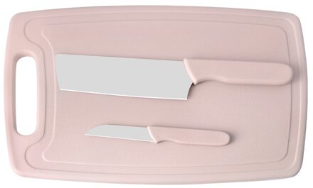 Qing Koksmes Set Keuken Messen Met Plastic Snijplank Draagbare Huishoudelijke Snijplank Keuken Tool Snijplank roze