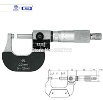 Qinghai Xibei 0-25Mm * 0.01Mm Micrometer Met Teller Digitale Micrometer Top