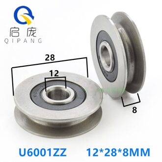 Qipang Stijltang Gids Wiellagers U 6001ZZ 12*28*8 Mm Buitenste Ring U Gegroefde Katrol Lagers U groove Breedte 2.2 Mm U6001ZZ