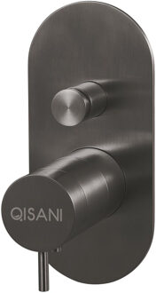 Qisani Inbouwkraan Qisani Flow Thermostatisch 2-weg Ovaal Geborsteld Gun Metal Gunmetal