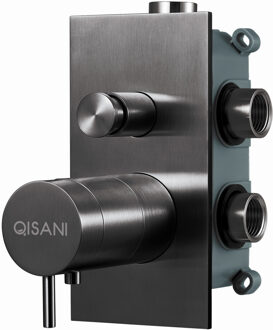 Qisani Inbouwkraan Qisani Flow Thermostatisch 2-weg Vierkant Geborsteld Gun Metal Gunmetal