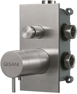 Qisani Inbouwkraan Qisani Flow Thermostatisch 2-weg Vierkant Geborsteld RVS Chroom