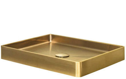 Qisani Vanity wastafel 52x41x7 Gold / Goud, incl. vaste plug