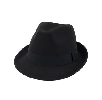 QIUBOSS Unisex Wolvilt Roll Up Korte Rand Jazz Fedora Hoeden met Zwart Lint vrouwen mannen Formele Party Trilby Floppy hoed QB39