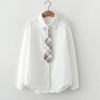 Qiukichonson Lente Lange Mouwen Turkse Shirt Vrouwen Japanse School Uniform Tops Harajuku Tiener Meisjes Wit Shirt Met Stropdas wit / Xl
