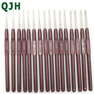 Qjh 16Pcs Plastic Handvat Haaknaalden Handvat Breinaalden Set Crochetings En Breisels 0.5Mm-2.5Mm 16 size