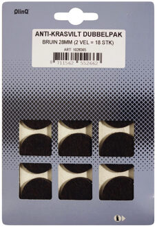 Qlinq Anti-krasvilt - 18x - bruin - 28 mm - rond - zelfklevend - meubel beschermvilt - Meubelviltjes