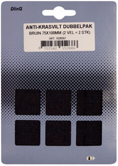 Qlinq Anti-krasvilt - 2x - bruin - 75 x 100 mm - rechthoek - zelfklevend - meubel beschermvilt - Meubelviltjes