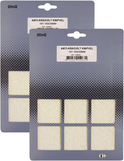 Qlinq Anti-krasvilt - 2x knipvel - wit - 150 x 200 mm - rechthoek - zelfklevend - meubel beschermvilt