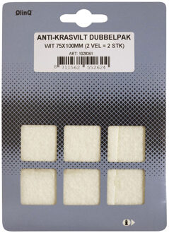 Qlinq Anti-krasvilt - 2x - wit - 75 x 100 mm - rechthoek - zelfklevend - meubel beschermvilt