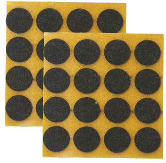 Qlinq Anti-krasvilt - 48x - bruin - 22 mm - rond - zelfklevend - meubel beschermvilt