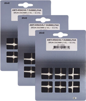 Qlinq Anti-krasvilt - 54x - bruin - 25 x 25 mm - vierkant - zelfklevend - meubel beschermvilt